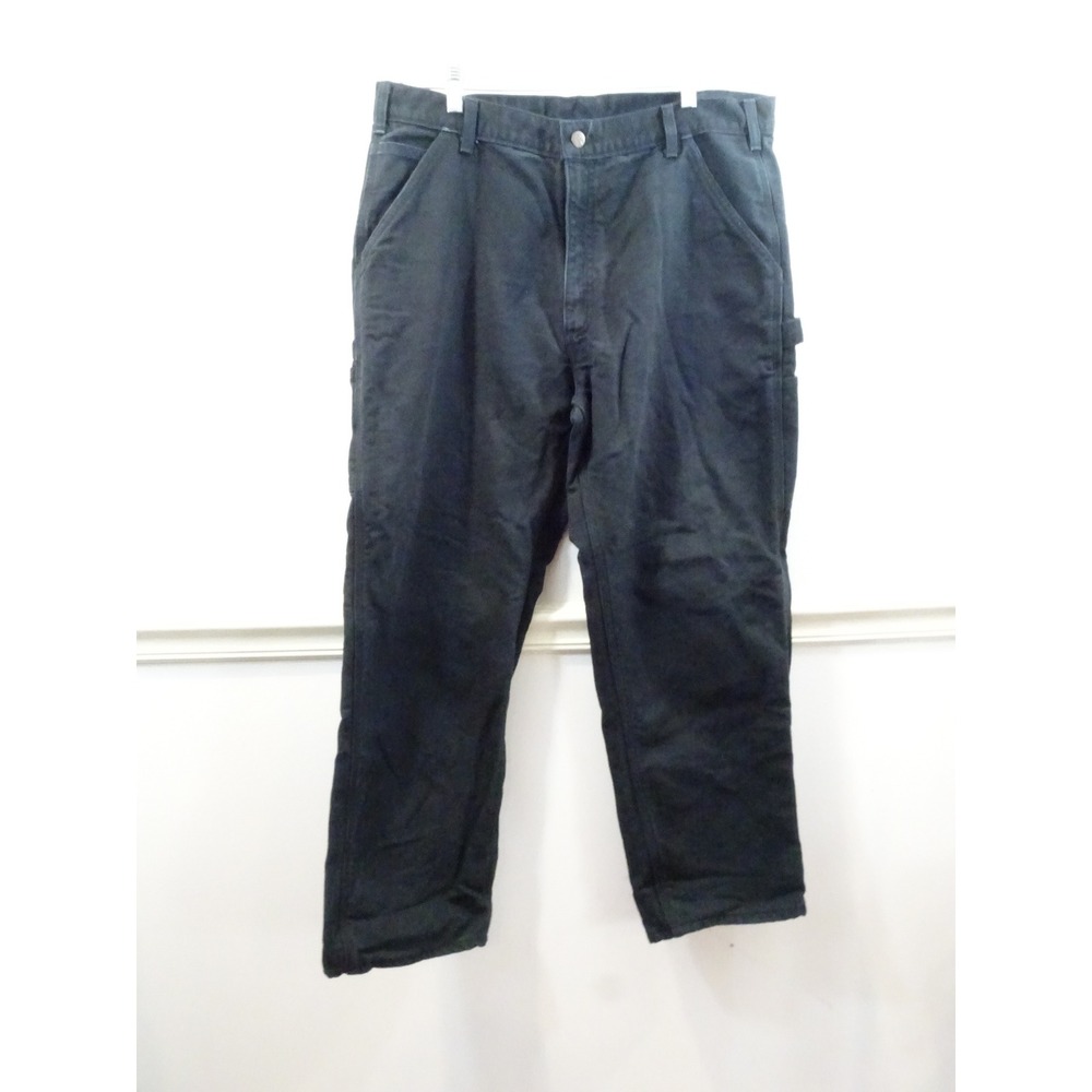 Carhartt Black Duck Canvas Flannel Lined Carpenter Pant Loose Fit Workwear 38x30